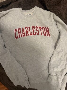 Brandy Melville Gray Crewneck with Red CHARLESTON Lettering